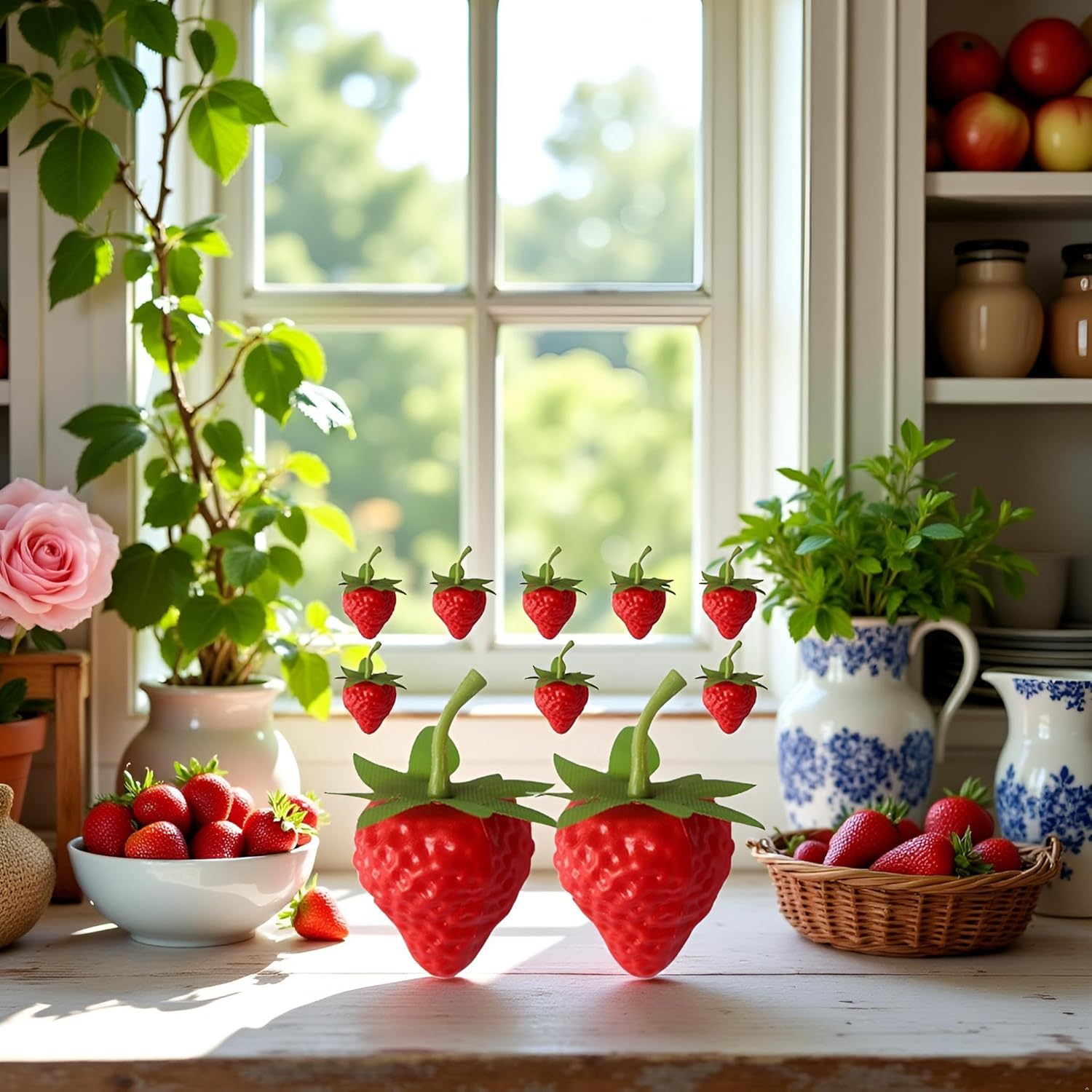 10 Pcs Realistic Artificial Strawberries Decorations