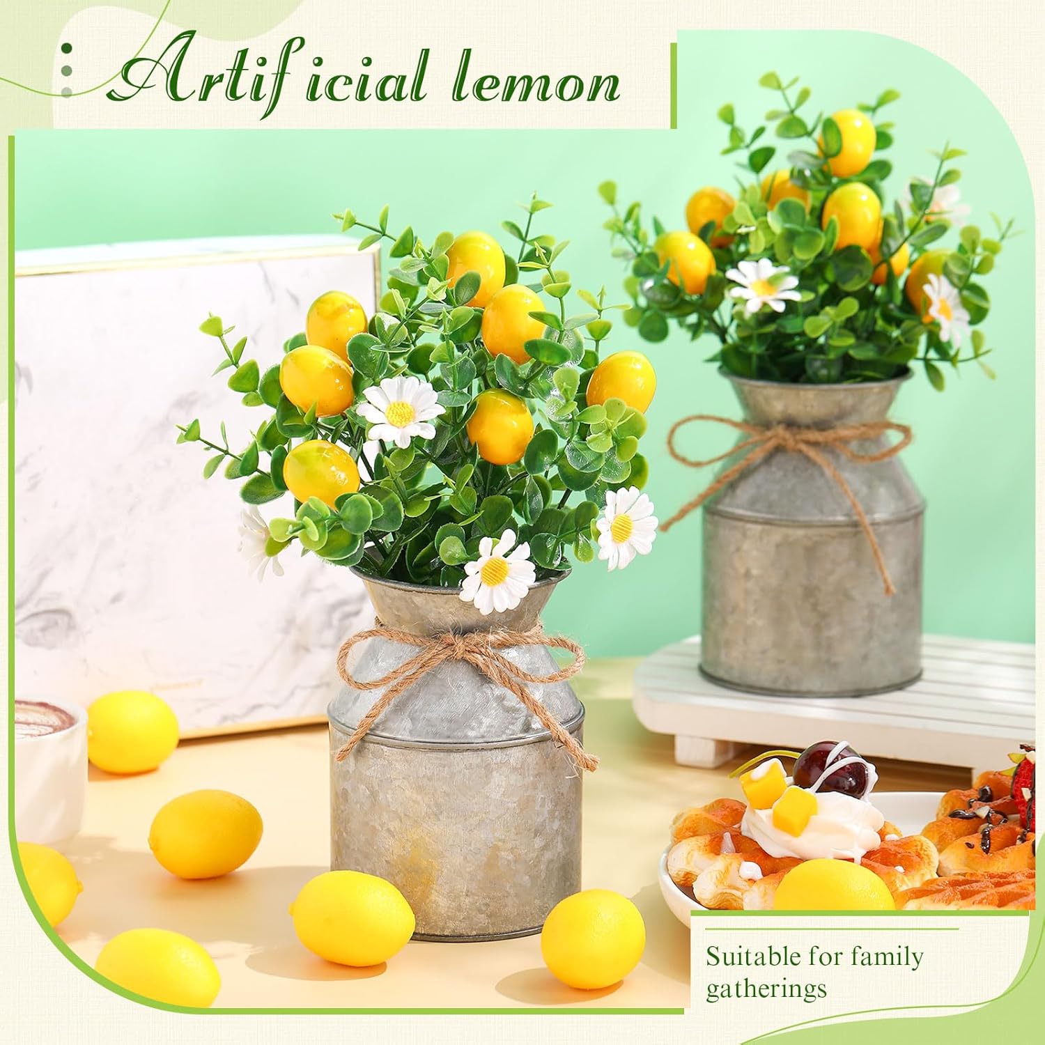 Mimorou 6 Set Artificial Lemon Centerpiece Decor Set