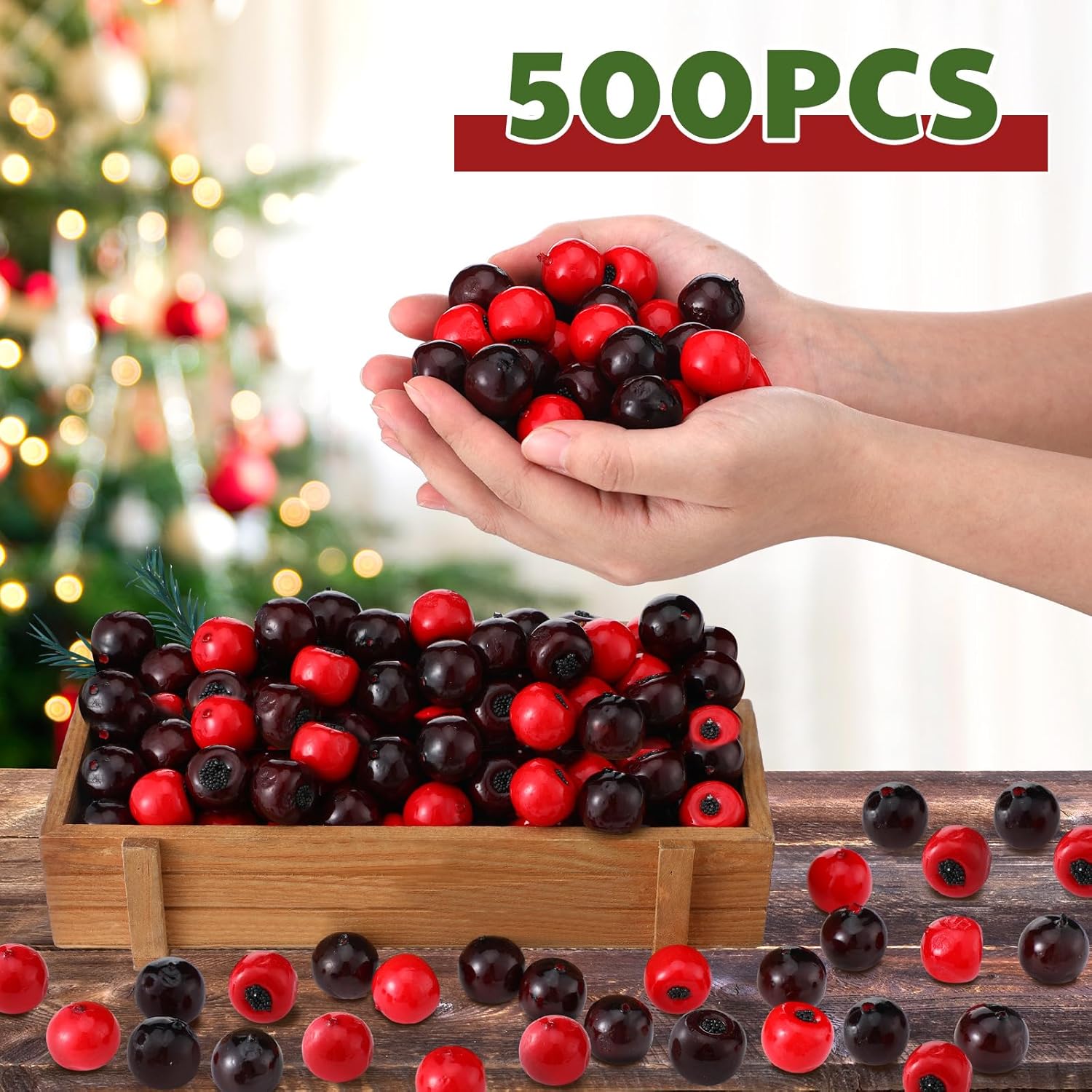 500 Pcs Artificial Cranberries for Christmas Decor