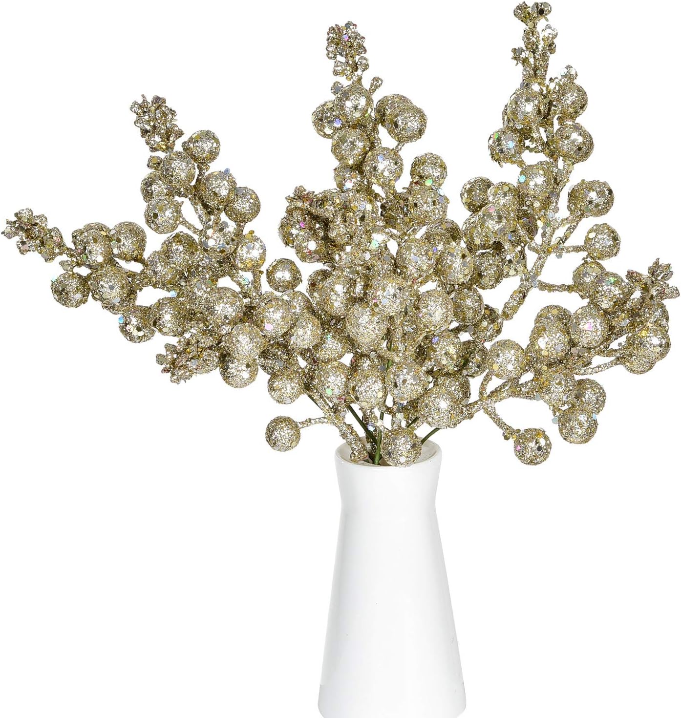 14 Pack Glitter Berry Stems for Christmas Decor