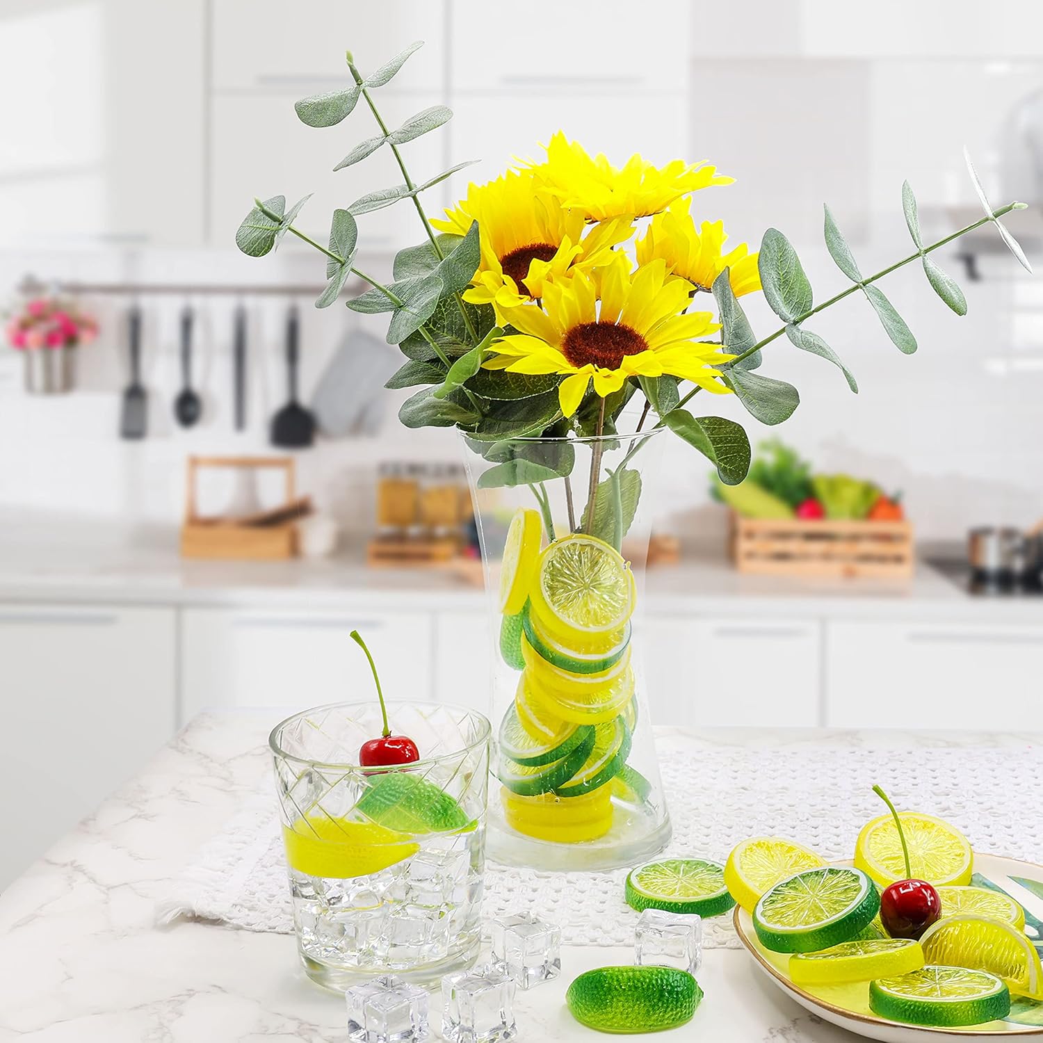 40Pcs Artificial Lifelike Cherries and Lemon Decor