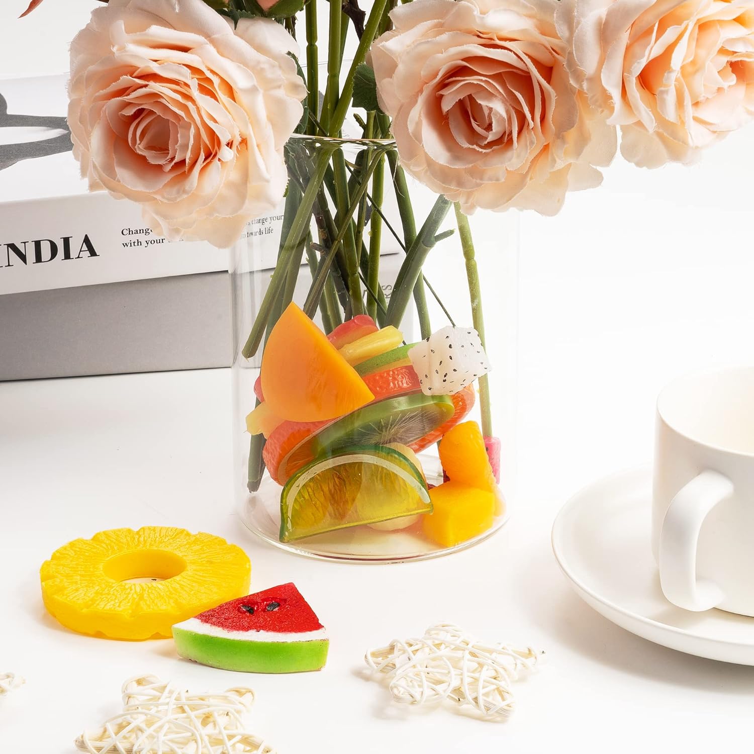 VIDELLY 16 Pieces Fake Fruit Slices Set
