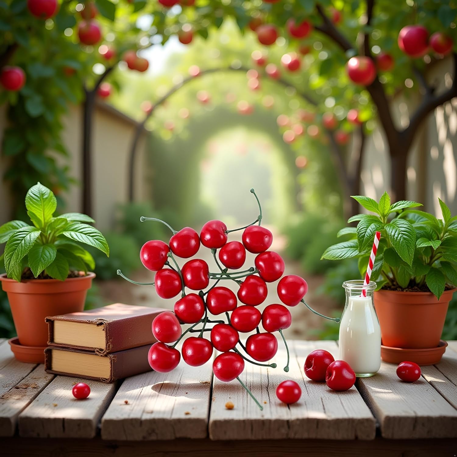 Jowxsx 20Pcs Realistic Red Artificial Cherries Decor
