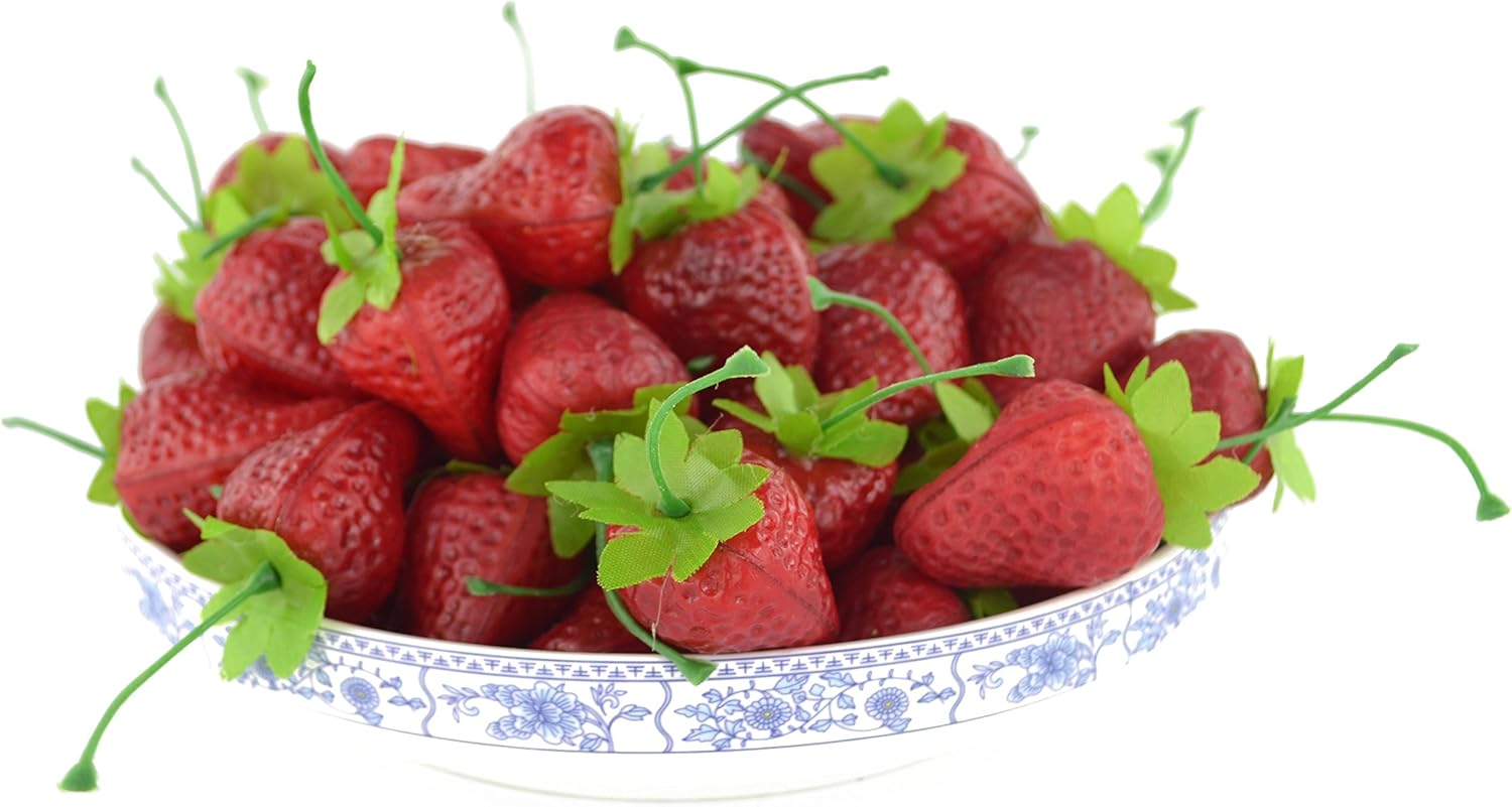 Jedfore Realistic Fake Strawberries 36 Pcs Set