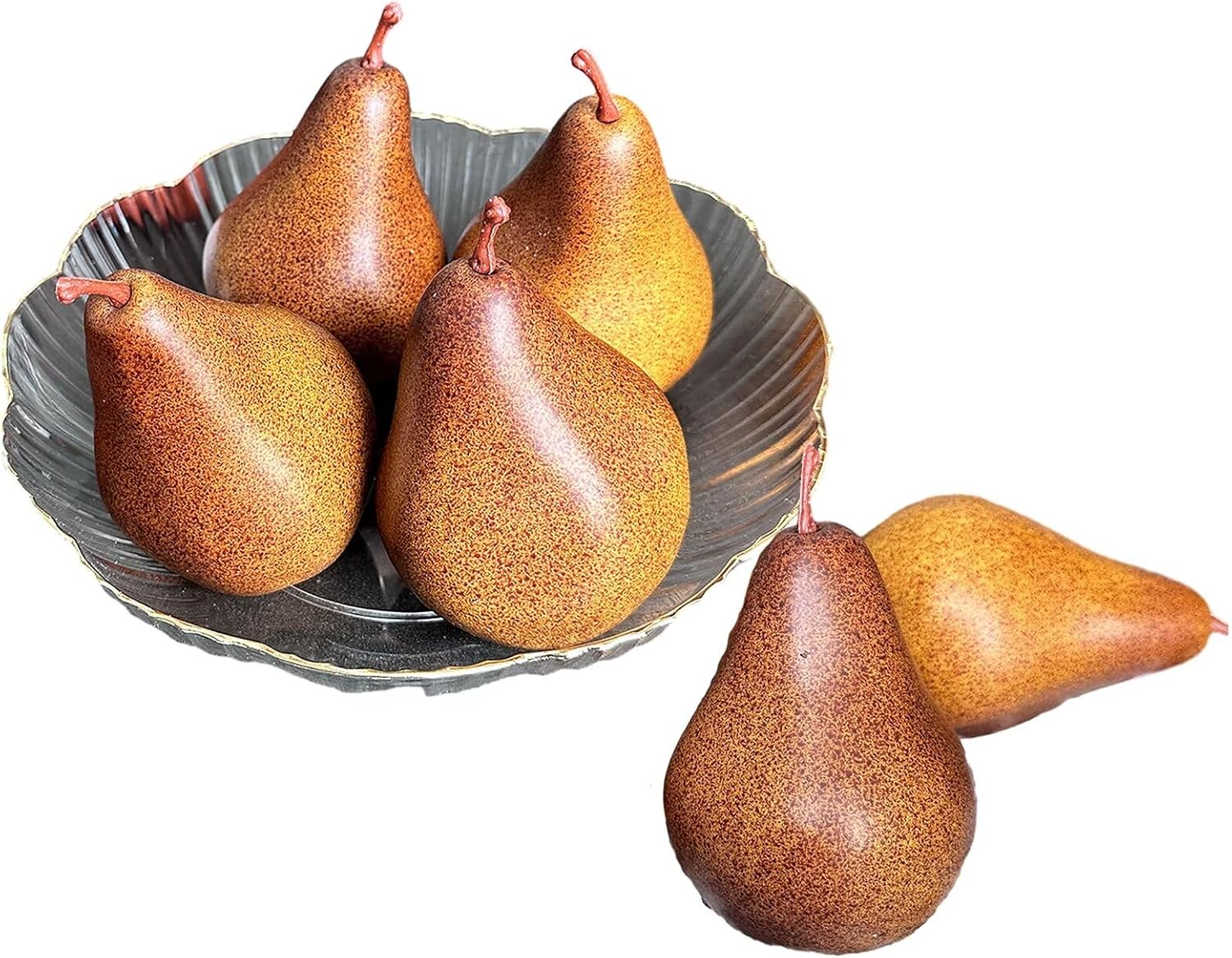 Lovmeety 6Pcs Artificial Brown Pears Decor