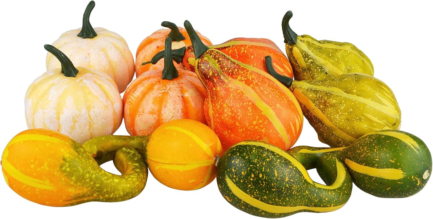12Pcs Lifelike Artificial Pumpkins for Home Decoration