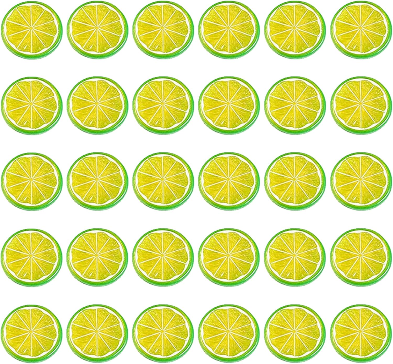 30 Piece Plastic Green Lemon Slices Decorative Artificial Fruit