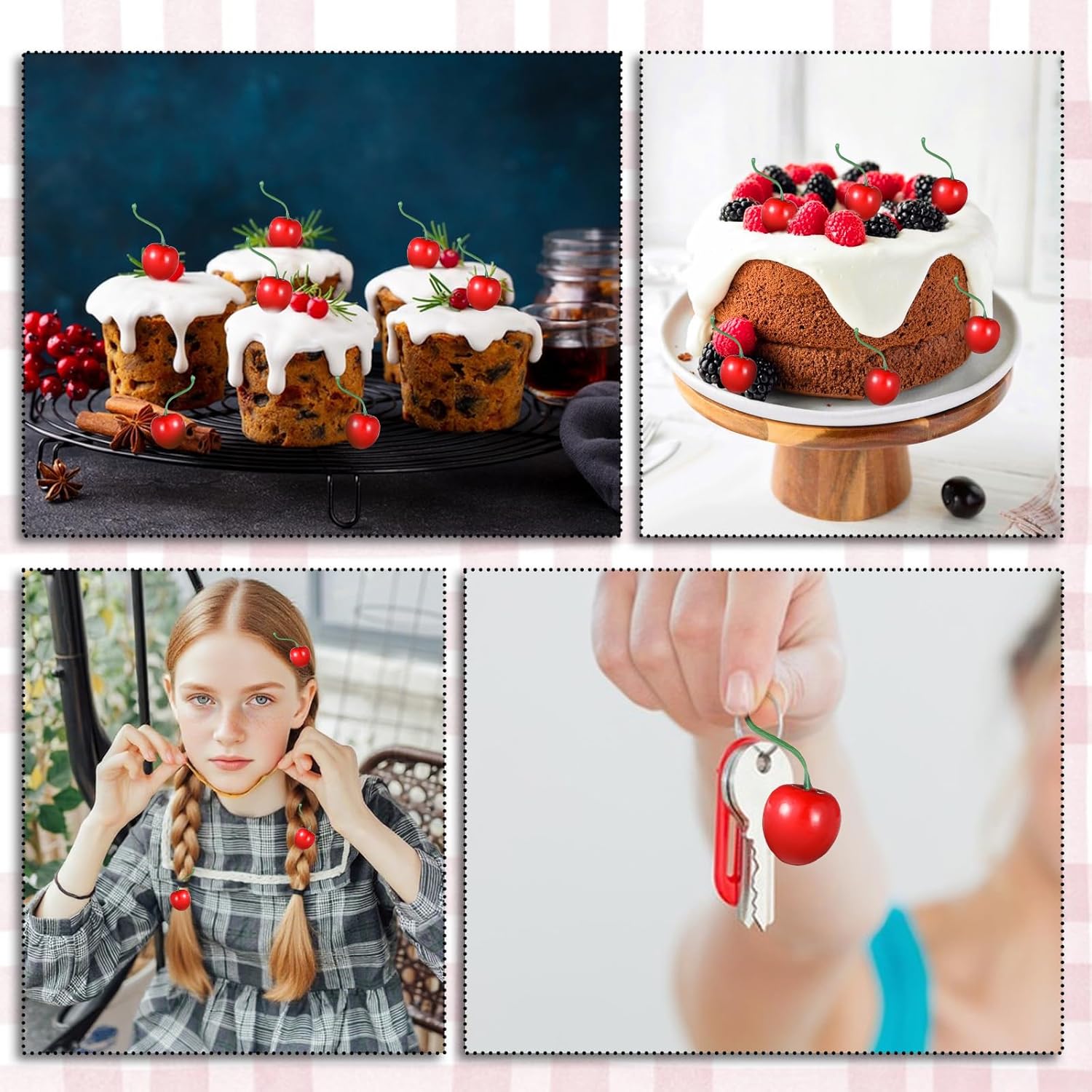 50Pcs Artificial Cherries Lifelike Decor Photography Props