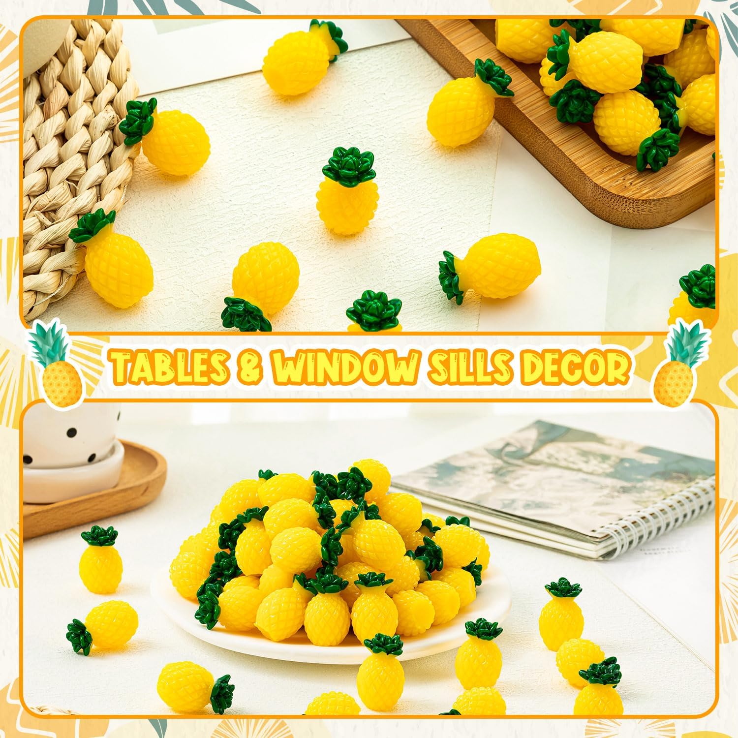 CLESDF 60Pcs Mini Resin Pineapple Decor