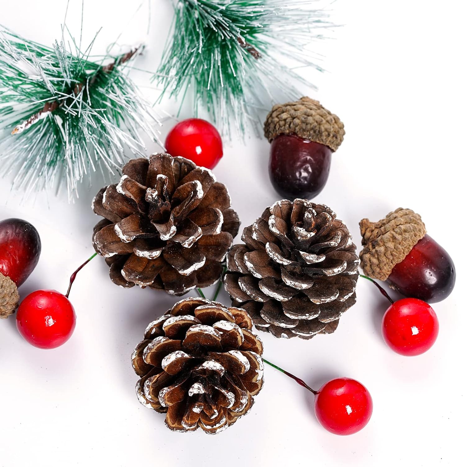 108 Pcs Artificial Pine Cone Set for Christmas Decor
