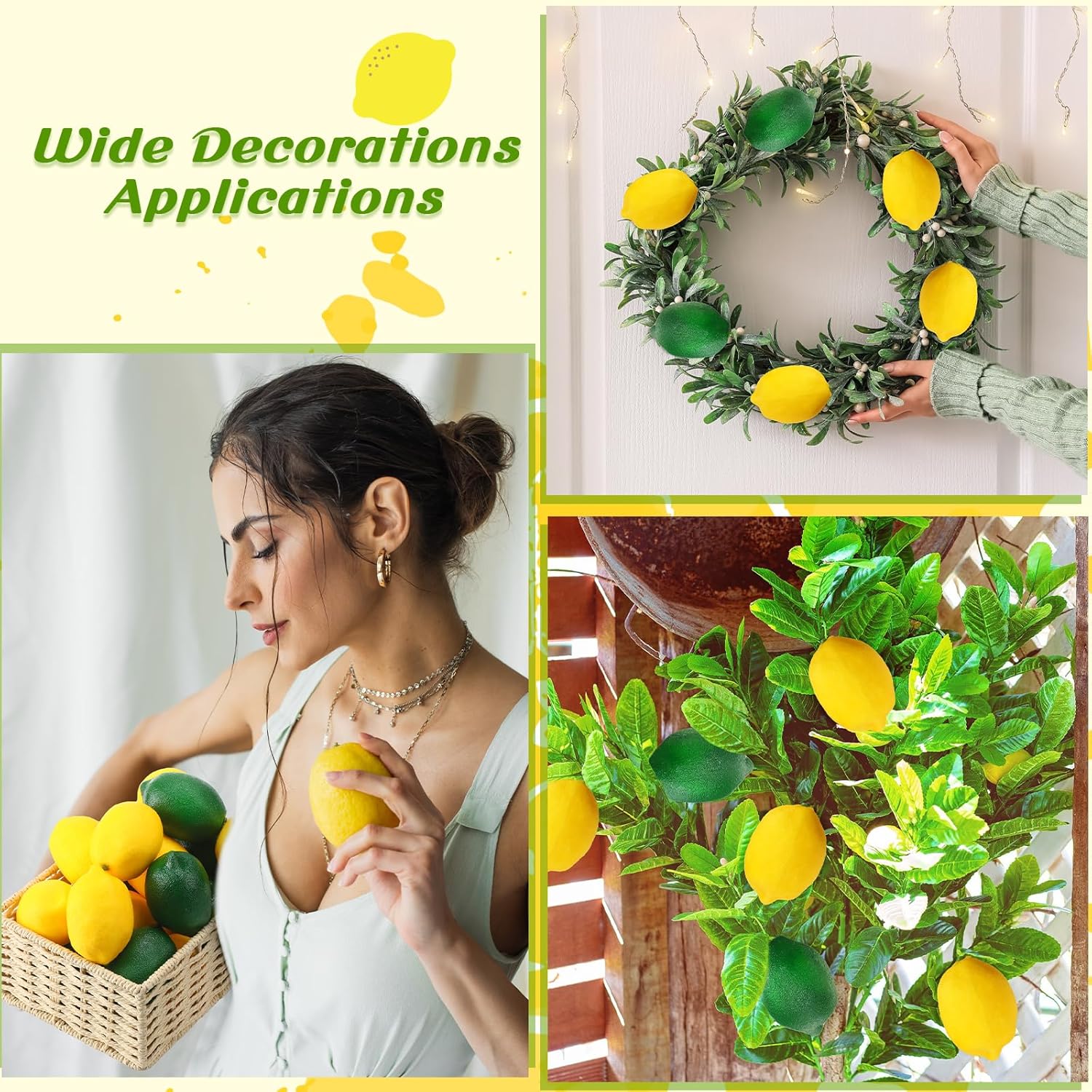 Liliful 48 Fake Lemons Artificial Fruit Decor