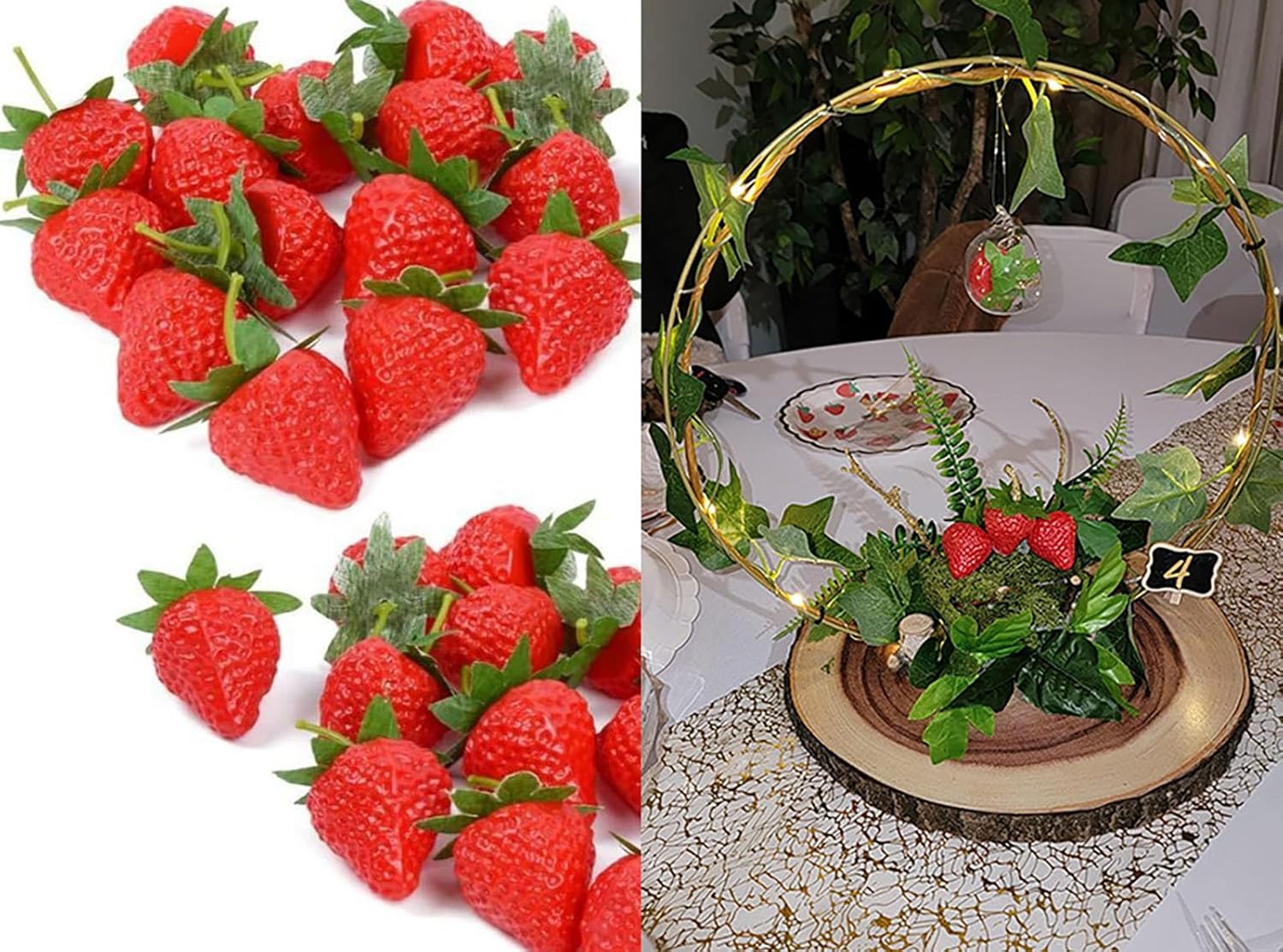 20pcs Artificial Red Strawberries for Party Decoration