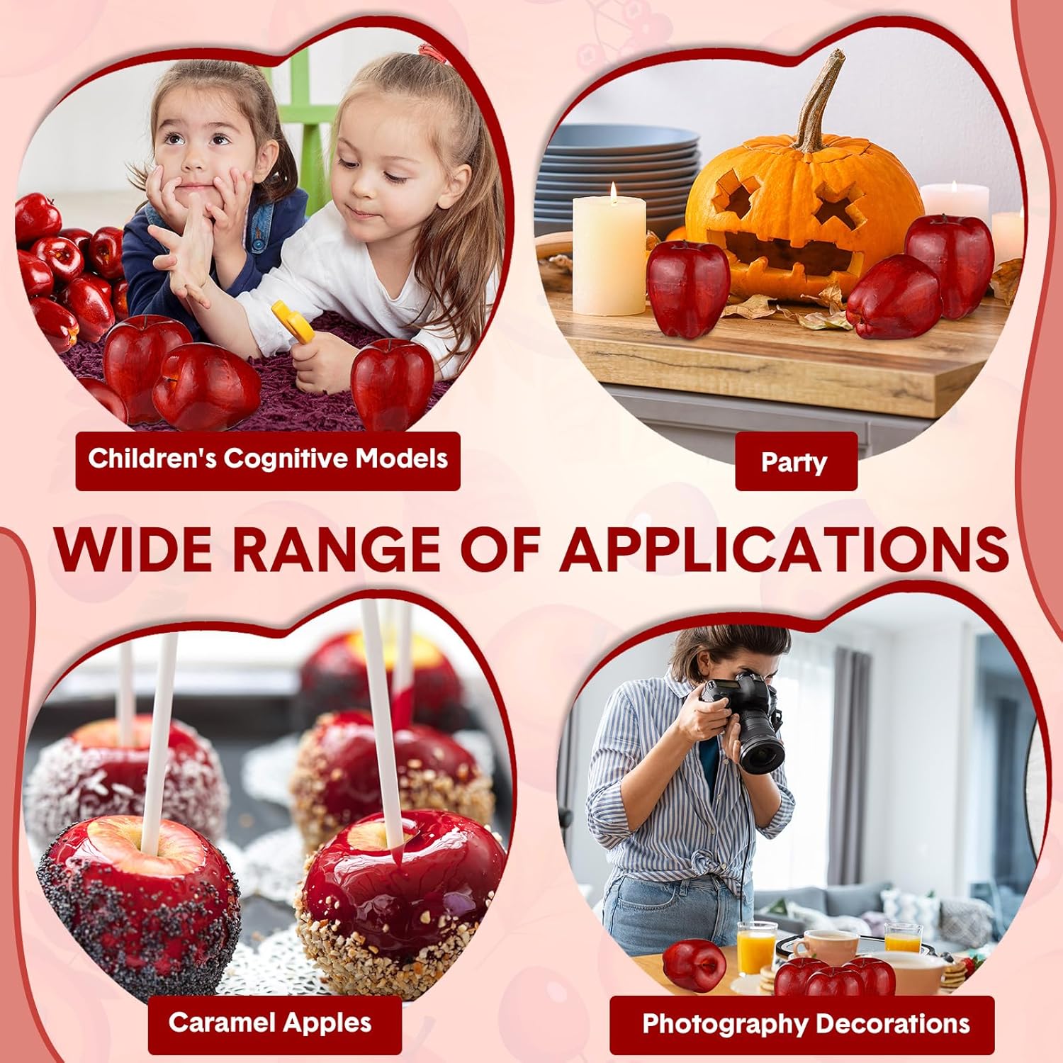 Yunlly 24 Pcs Realistic Artificial Apples Decor
