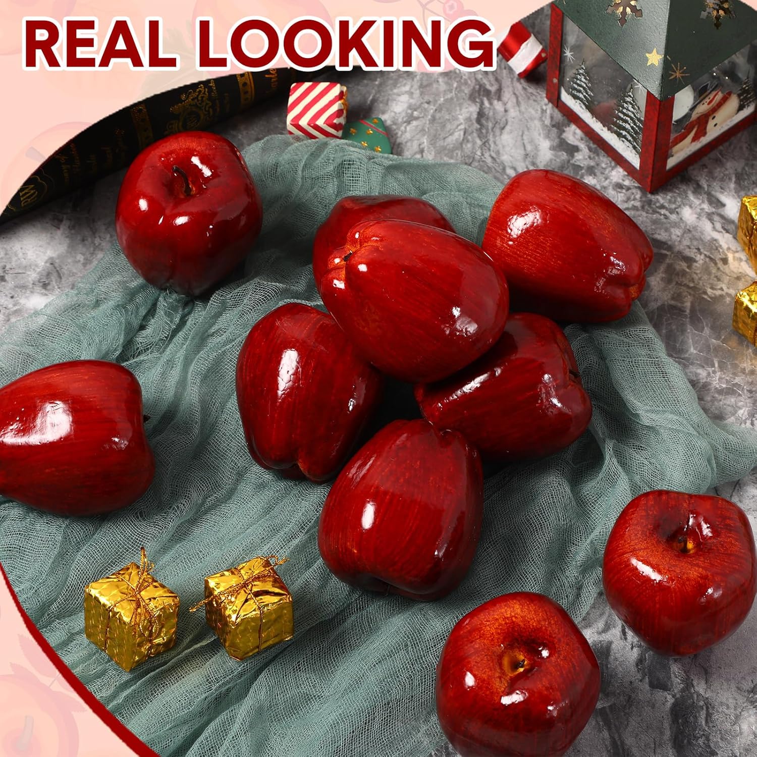 Yunlly 24 Pcs Realistic Artificial Apples Decor