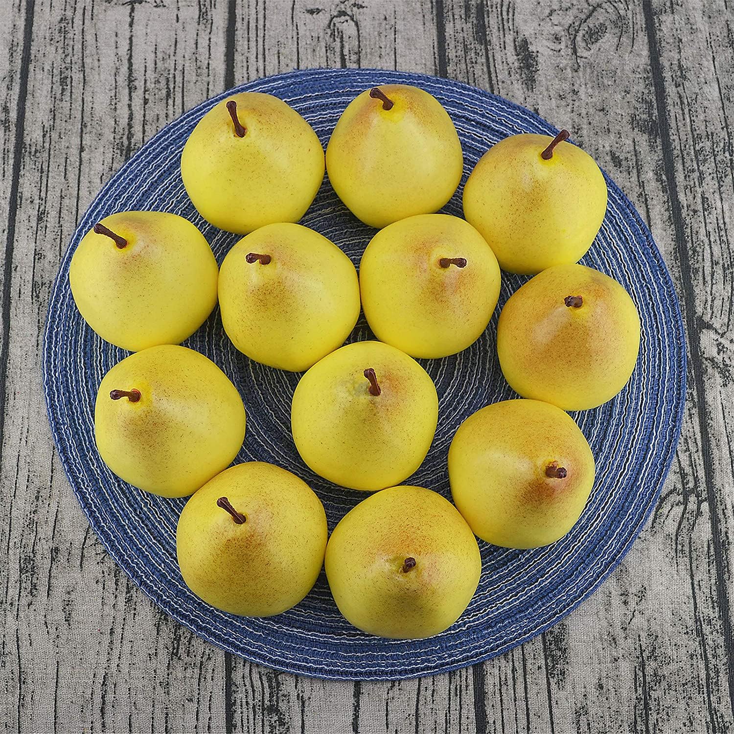 Jedfore 12 Pcs Lifelike Fake Yellow Pears Set