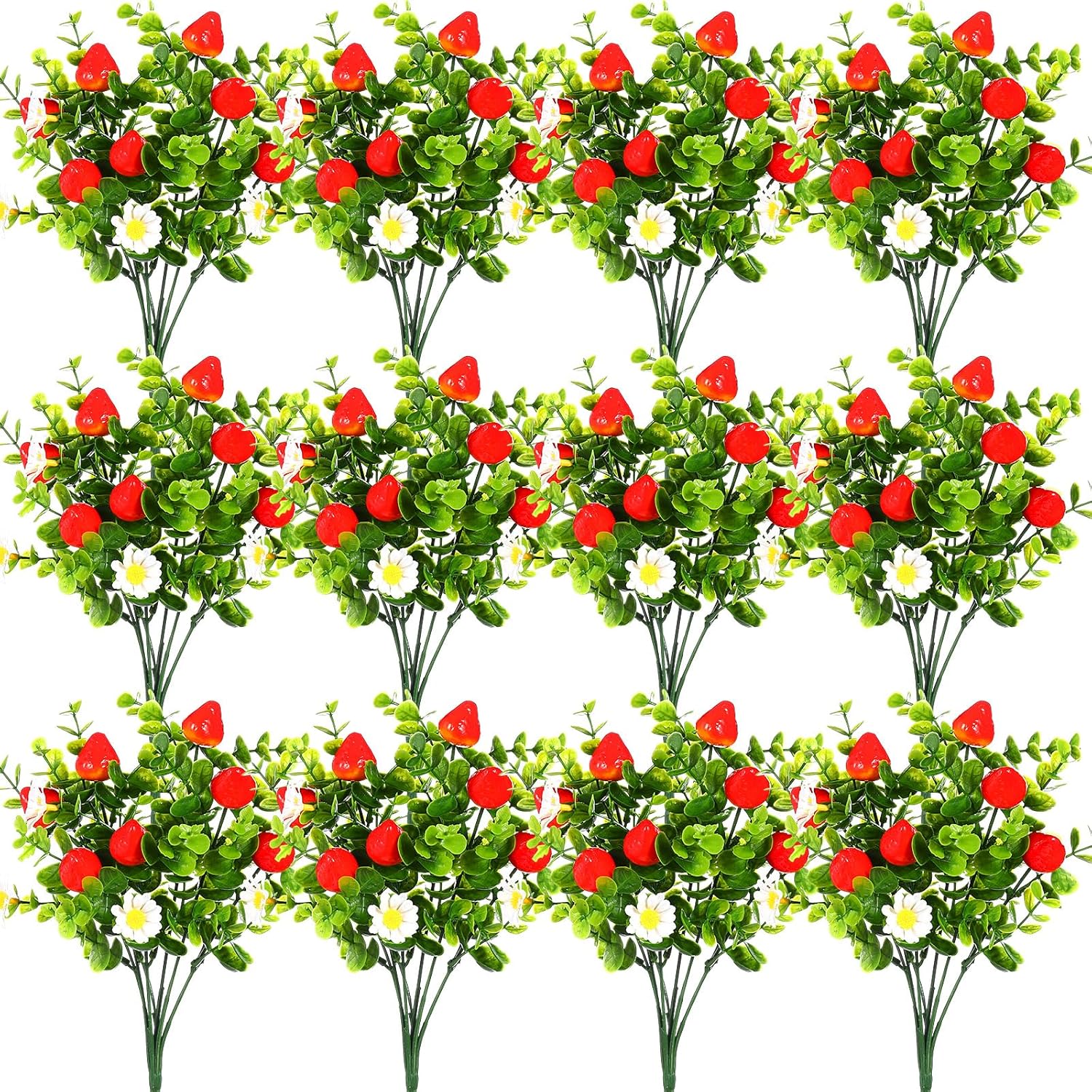 Tigeen 12 Pack Artificial Strawberry Decorations